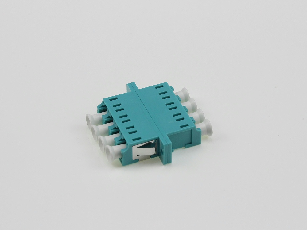 電信級 LC OM3 4聯(lián) 有耳光纖適配器，法蘭