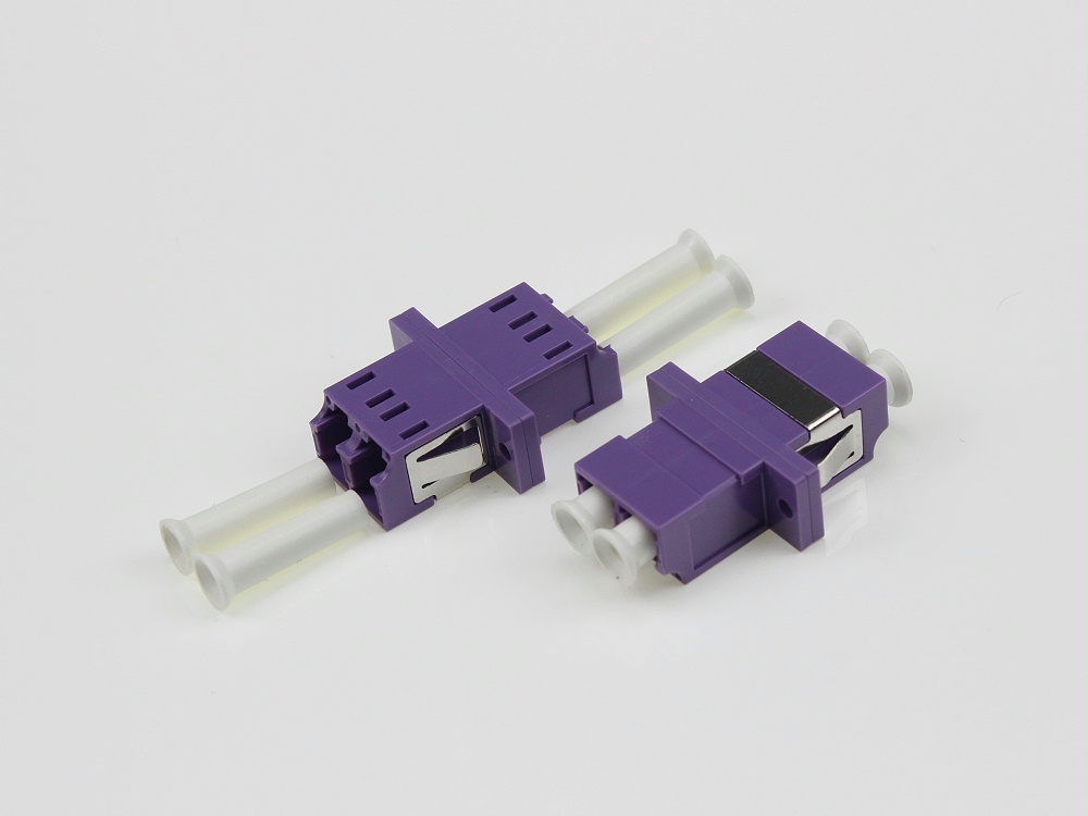 電信級 LC MM DX 紫羅蘭 有耳光纖適配器，法蘭