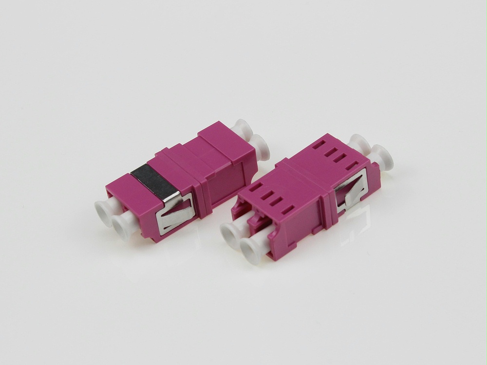 LC OM4 DX 無耳光纖適配器，法蘭