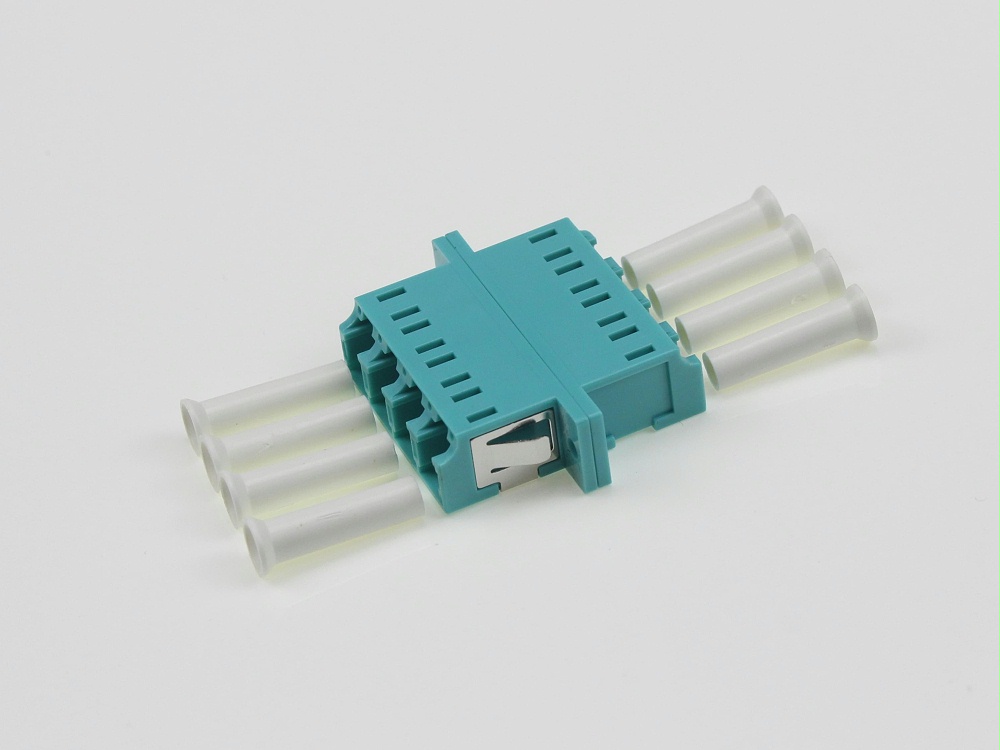 電信級 LC OM3 4聯(lián) 有耳光纖適配器，法蘭